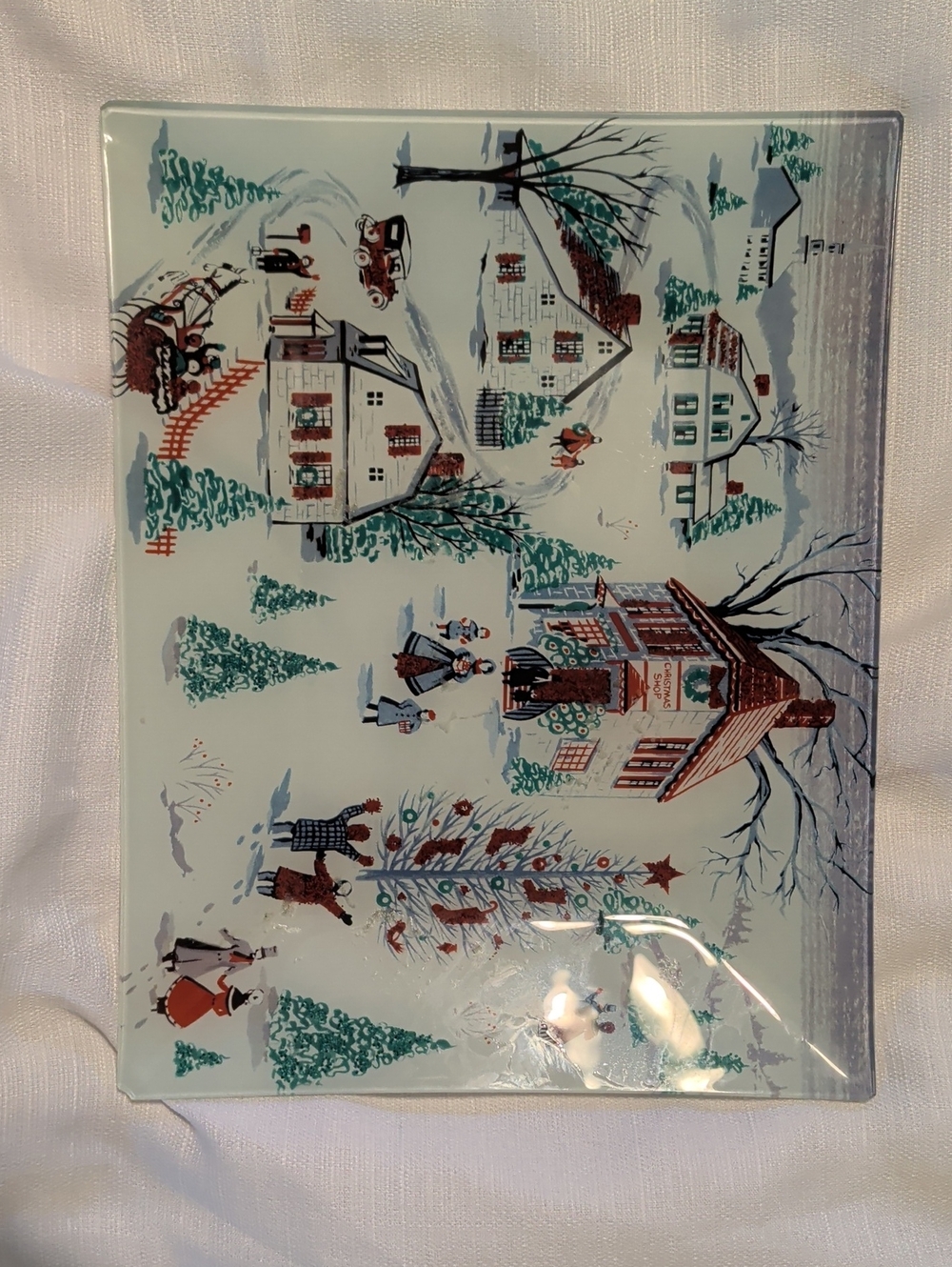 Holiday Village Decorative Serving Tray - Winter Scene, Multi-Color